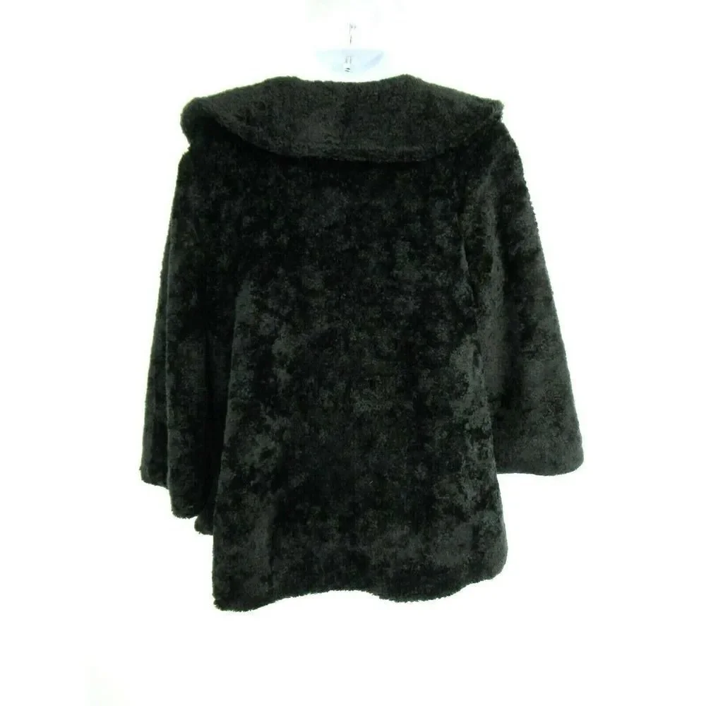 For Love & Lemons x Lil' Lemons Girls Jacket Coat Fuzzy Black 6Y Faux Fur Button